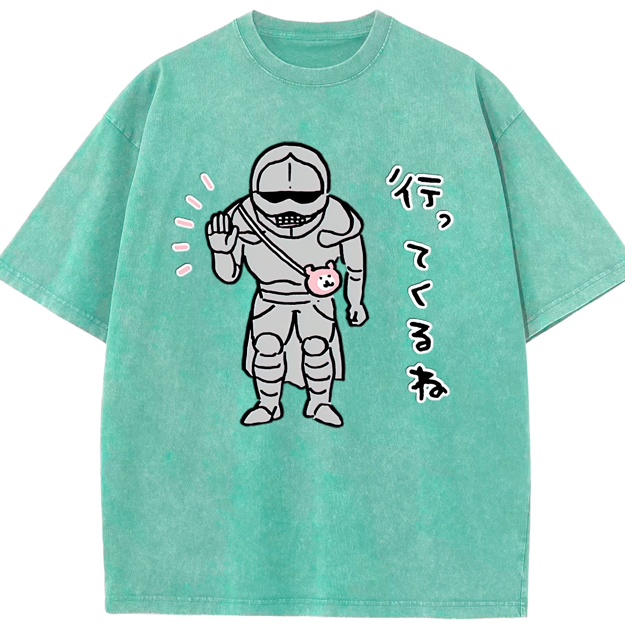（画像用） ちいかわ 労働の鎧さん Chii-kawa Mr. Armor of Labor 綿100% ヴィンテージ風 半袖Tシャツ（フロントプリント）